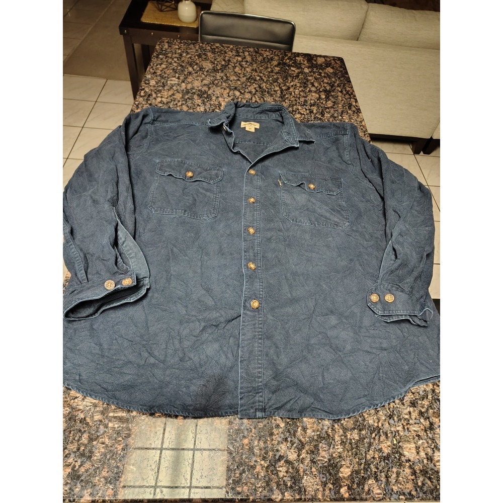 Woolrich Mens 2XL Navy Blue Chamois Long Sleeve Button Down Work Shirt Solid